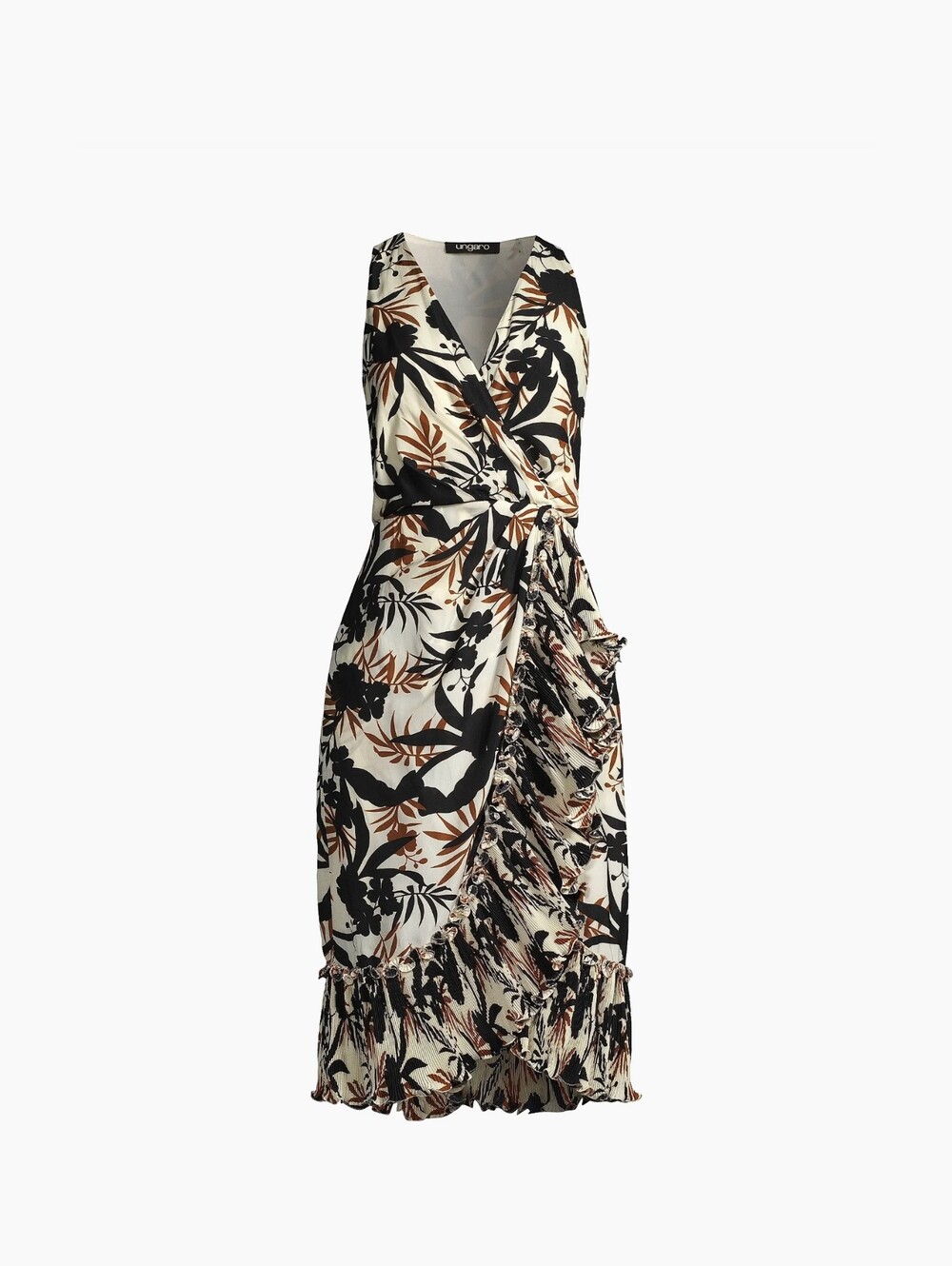 (18) NWT UNGARO Suzy Hammered Satin Wrap Dress, Size S